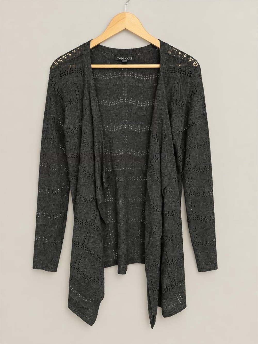 Inner Circle Open-Front Eyelet Knit Cardigan - L